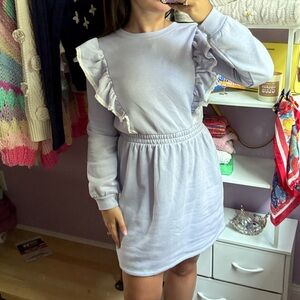 GAP Light Purple Ruffle Long Sleeve Dress